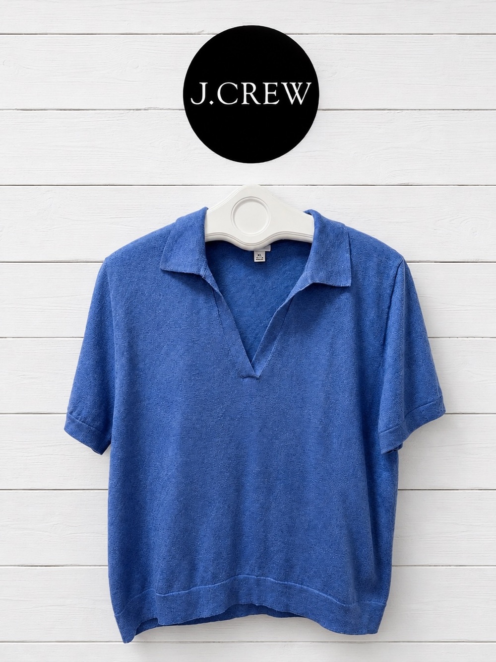 J.Crew Blue Knit Collared Top – Size XL